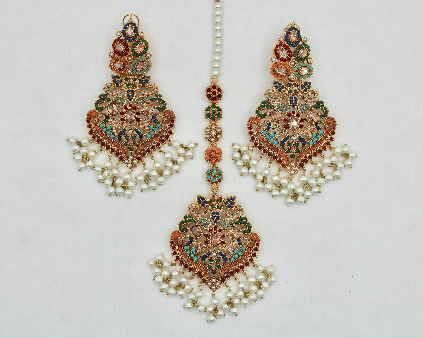 Nauratan and Faux Pearl Teeka Set - E1330