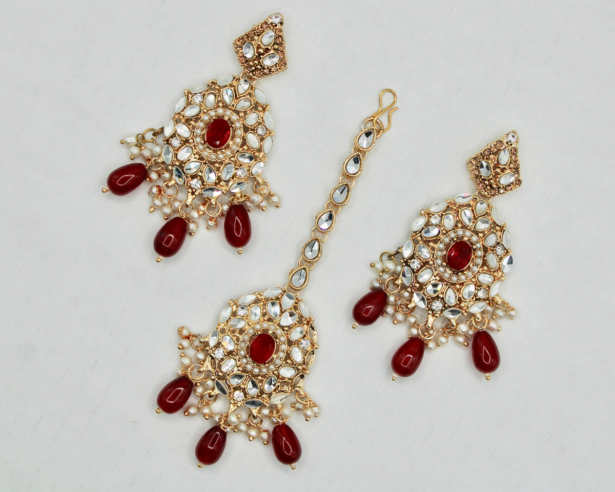 Sheesha Kundan And Faux Pearl Teeka Set - E1500