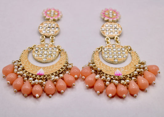 Hand-Painted Chand Bali Set- E7089