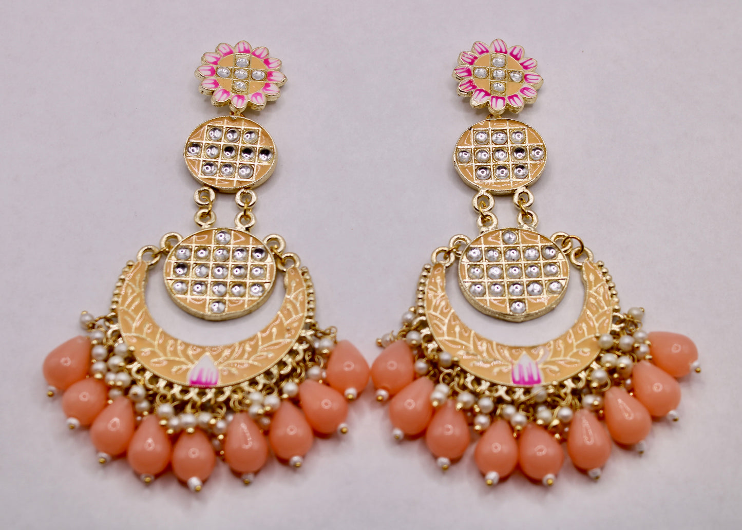 Hand-Painted Chand Bali Set- E7089