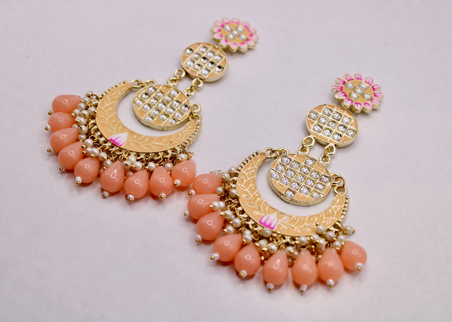 Hand-Painted Chand Bali Set- E7089
