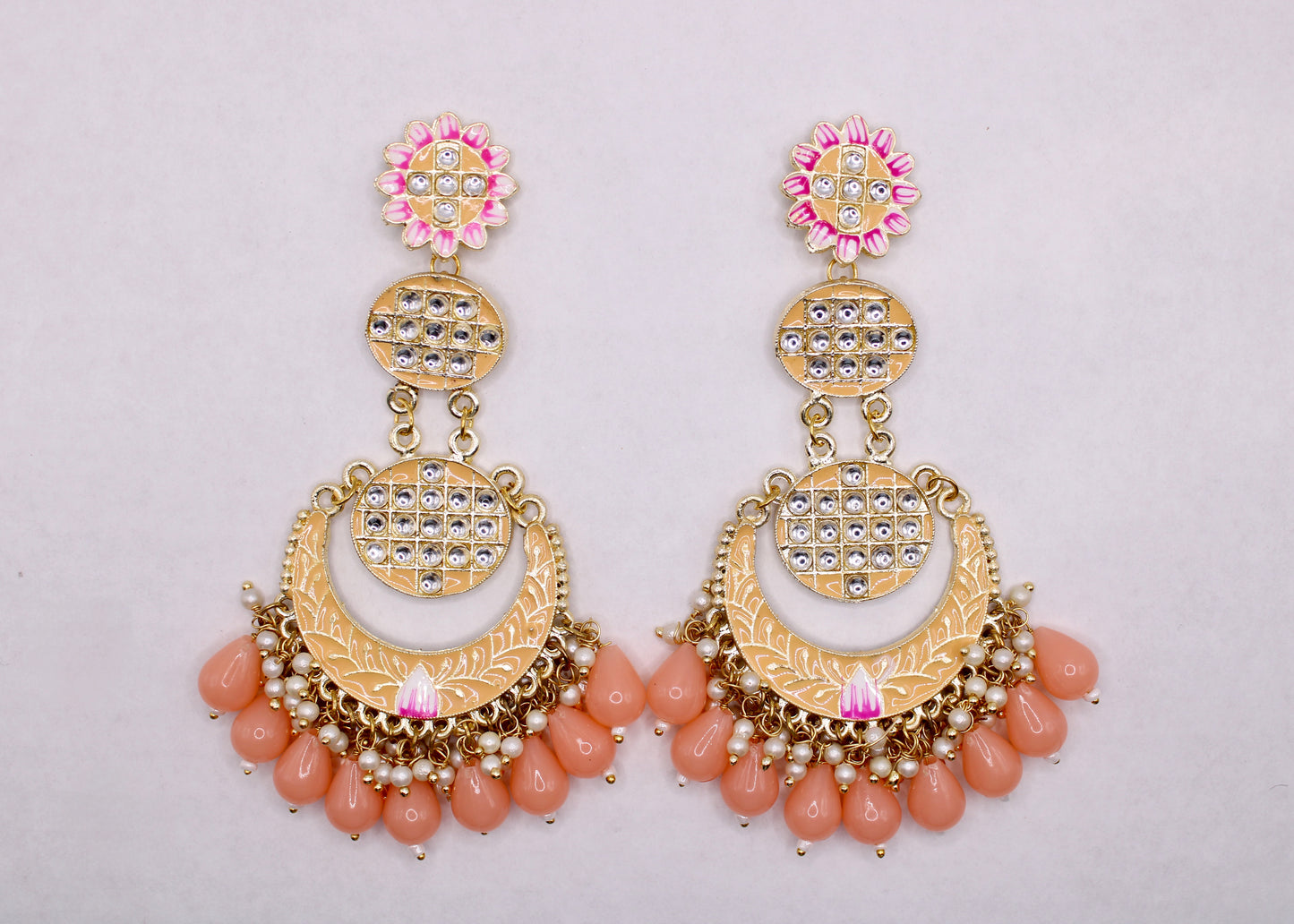 Hand-Painted Chand Bali Set- E7089