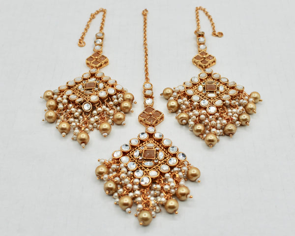 Faux Kundan and Bead Teeka Set - E1326