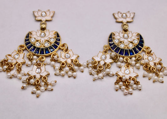 Meena Kundan Chaand Bali Set - E7085