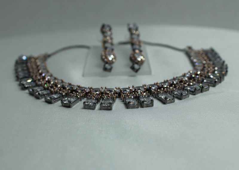 Princess-Cut Cubic Zirconia Necklace Set - E852