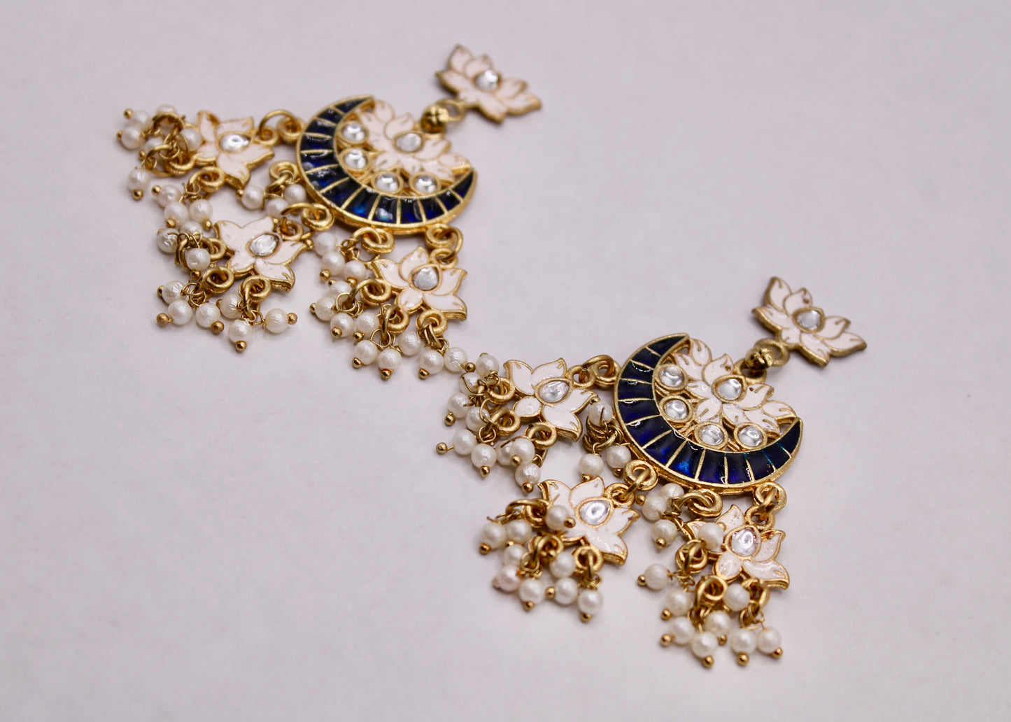 Meena Kundan Chaand Bali Set - E7085