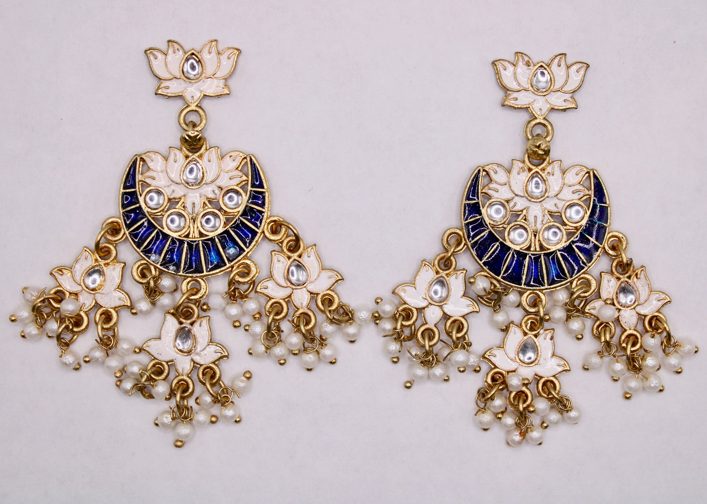 Meena Kundan Chaand Bali Set - E7085