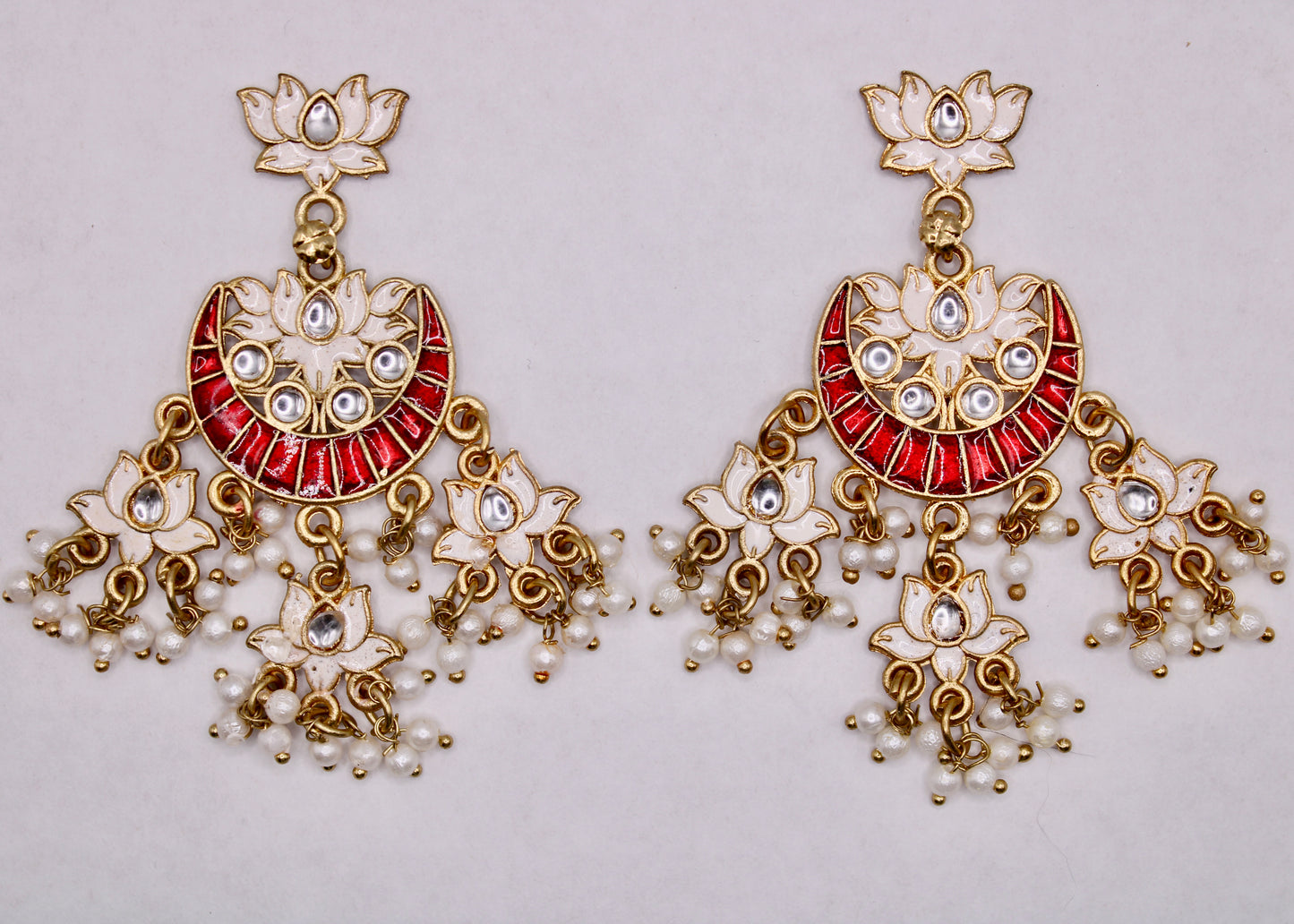Meena Kundan Chaand Bali Set - E7085