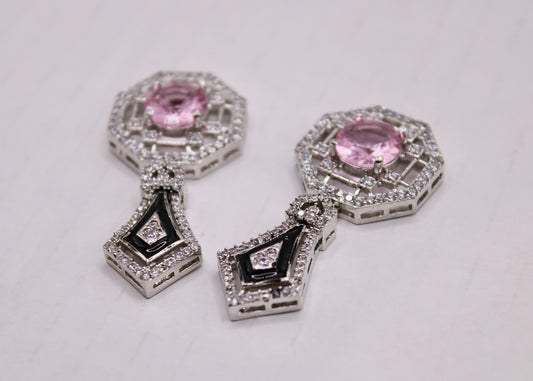 Cubic Zirconia and Italian Enamel Earrings - E7081