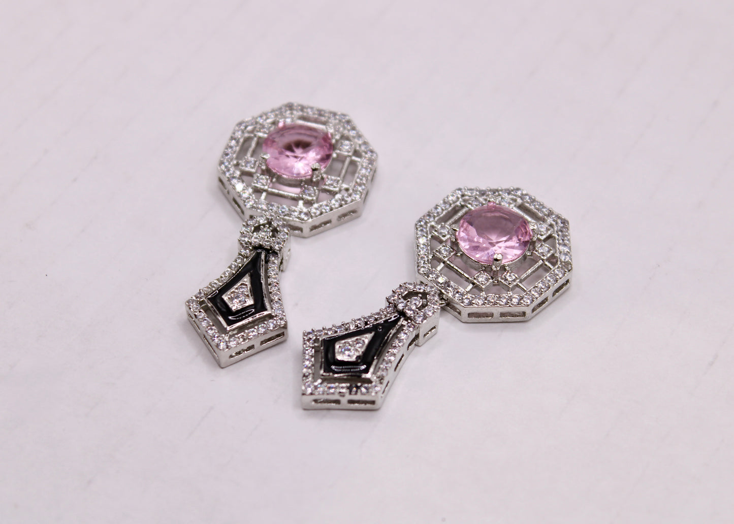 Cubic Zirconia and Italian Enamel Earrings - E7081
