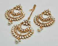 Faux Kundan Chaand Bali Teeka Set - E1322