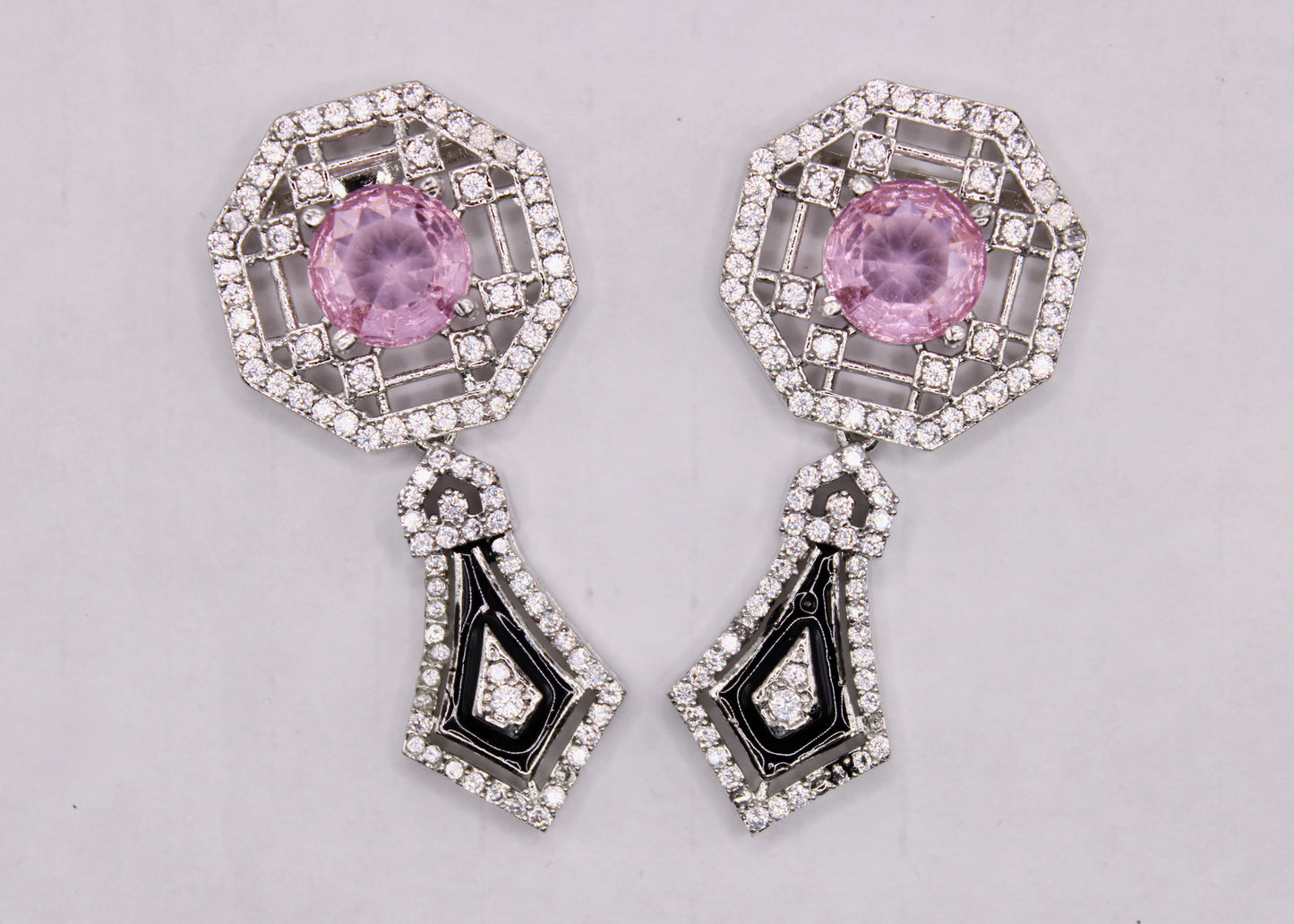 Cubic Zirconia and Italian Enamel Earrings - E7081