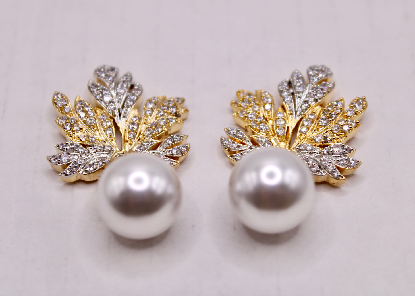 Cubic Zirconia Maple Leaf Earrings - E7080