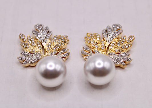 Cubic Zirconia Maple Leaf Earrings - E7080
