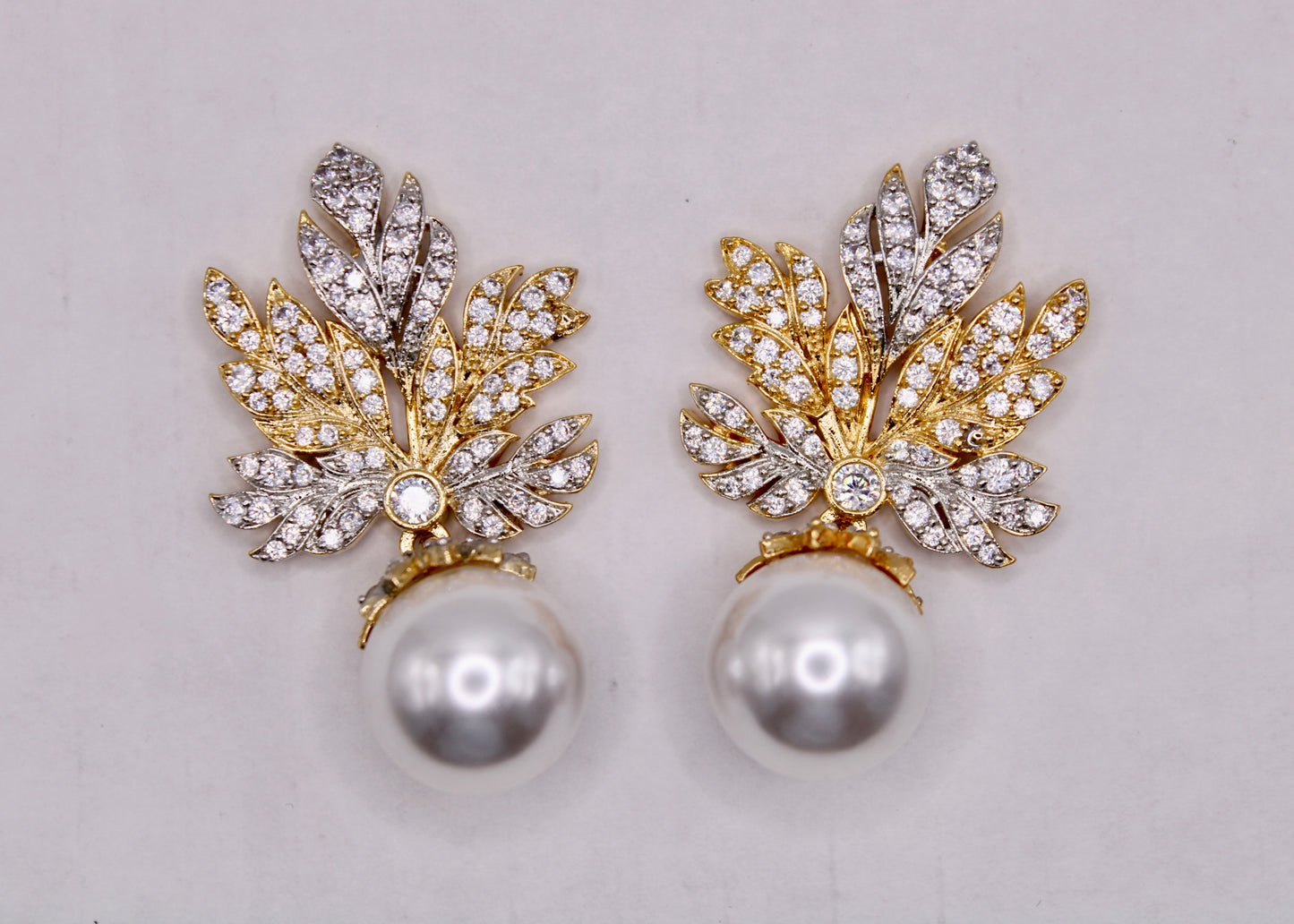 Cubic Zirconia Maple Leaf Earrings - E7080