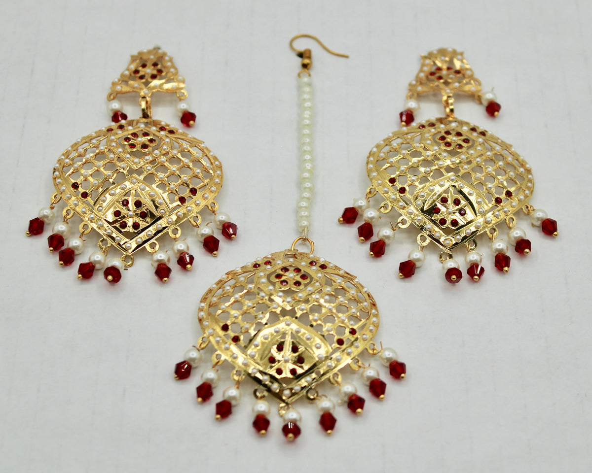 Faux Pearl Punjabi Teeka Set - E834