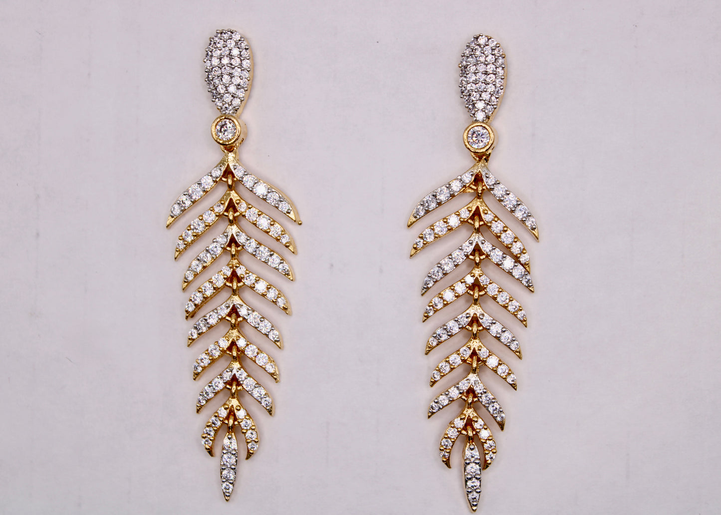 Cubic Zirconia Feather Earrings - E7075