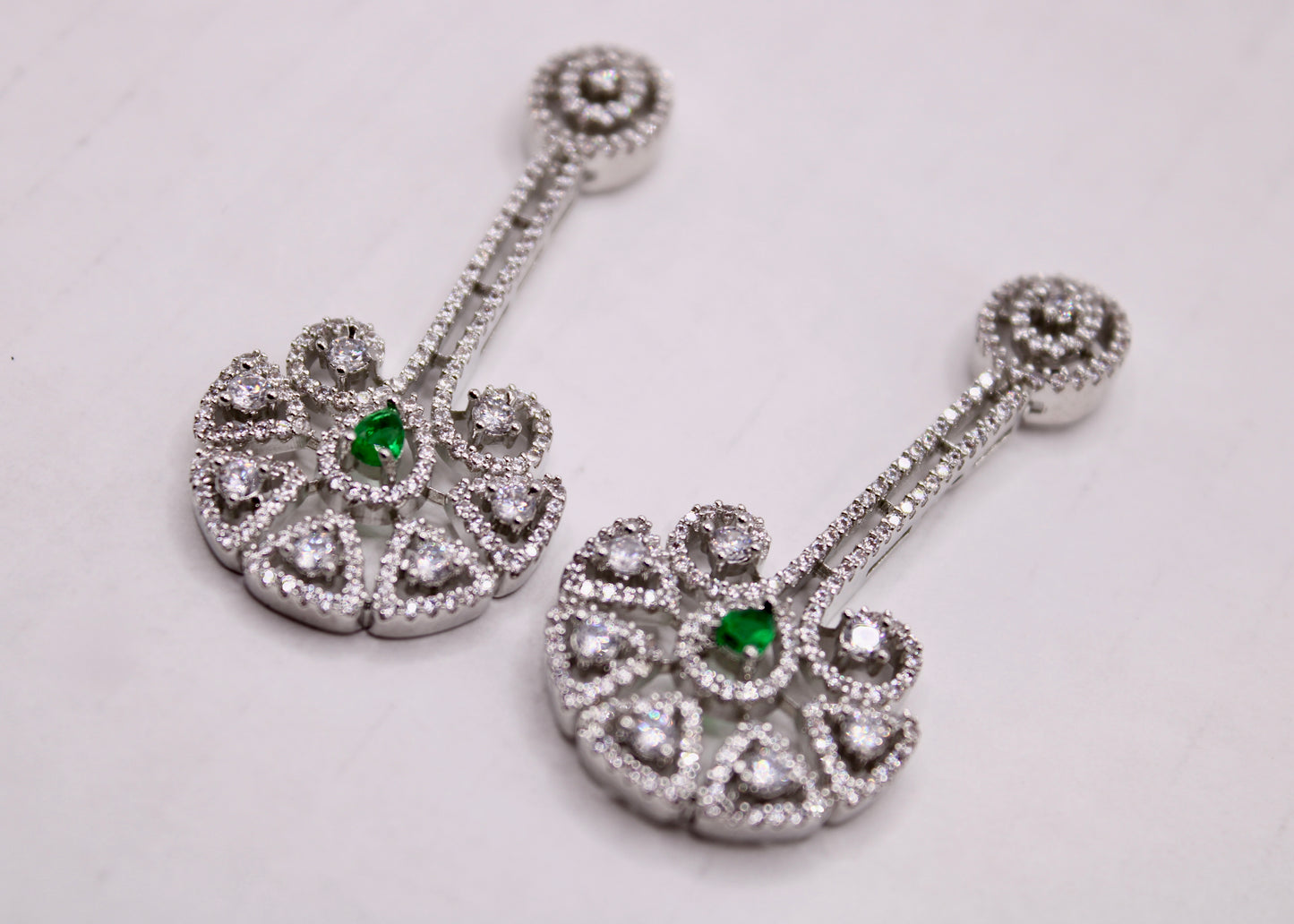 Cubic Zirconia Floral Drop Earrings - E7074