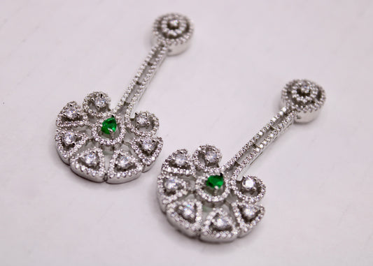 Cubic Zirconia Floral Drop Earrings - E7074
