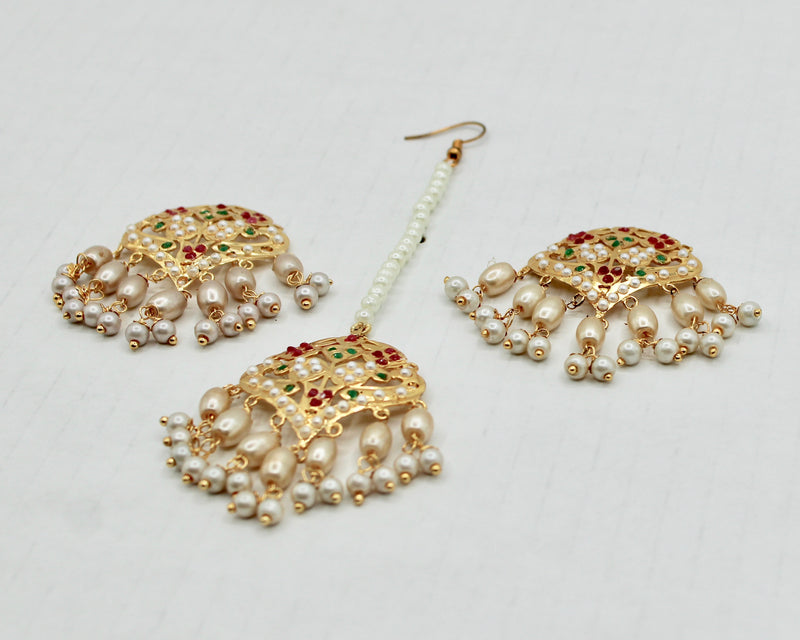 Faux Pearl and Nauratan Teeka Set - E1316