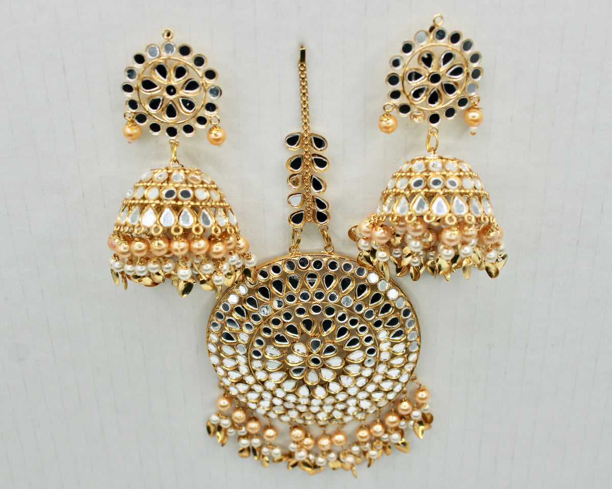 Faux Sheesha Kundan Teeka Set - E1314