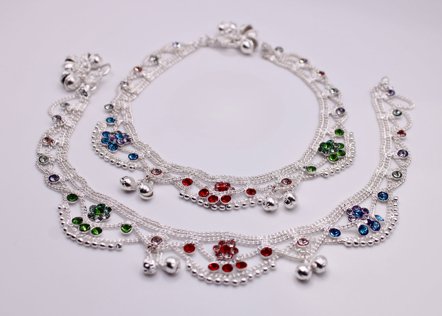 Scalloped Layered Ghungroo Anklet - E7064