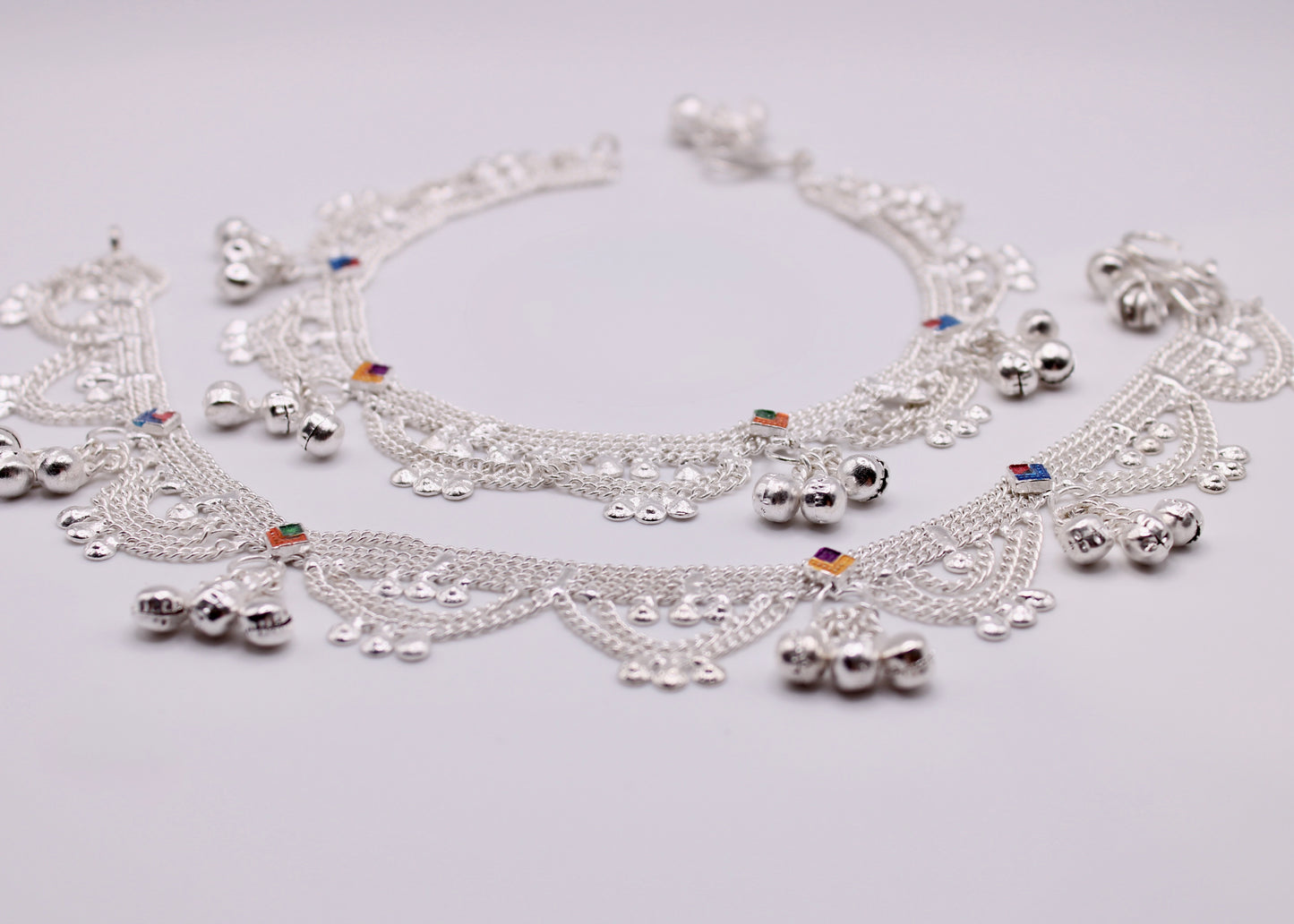 Traditional Indian Layered Anklets - E7062