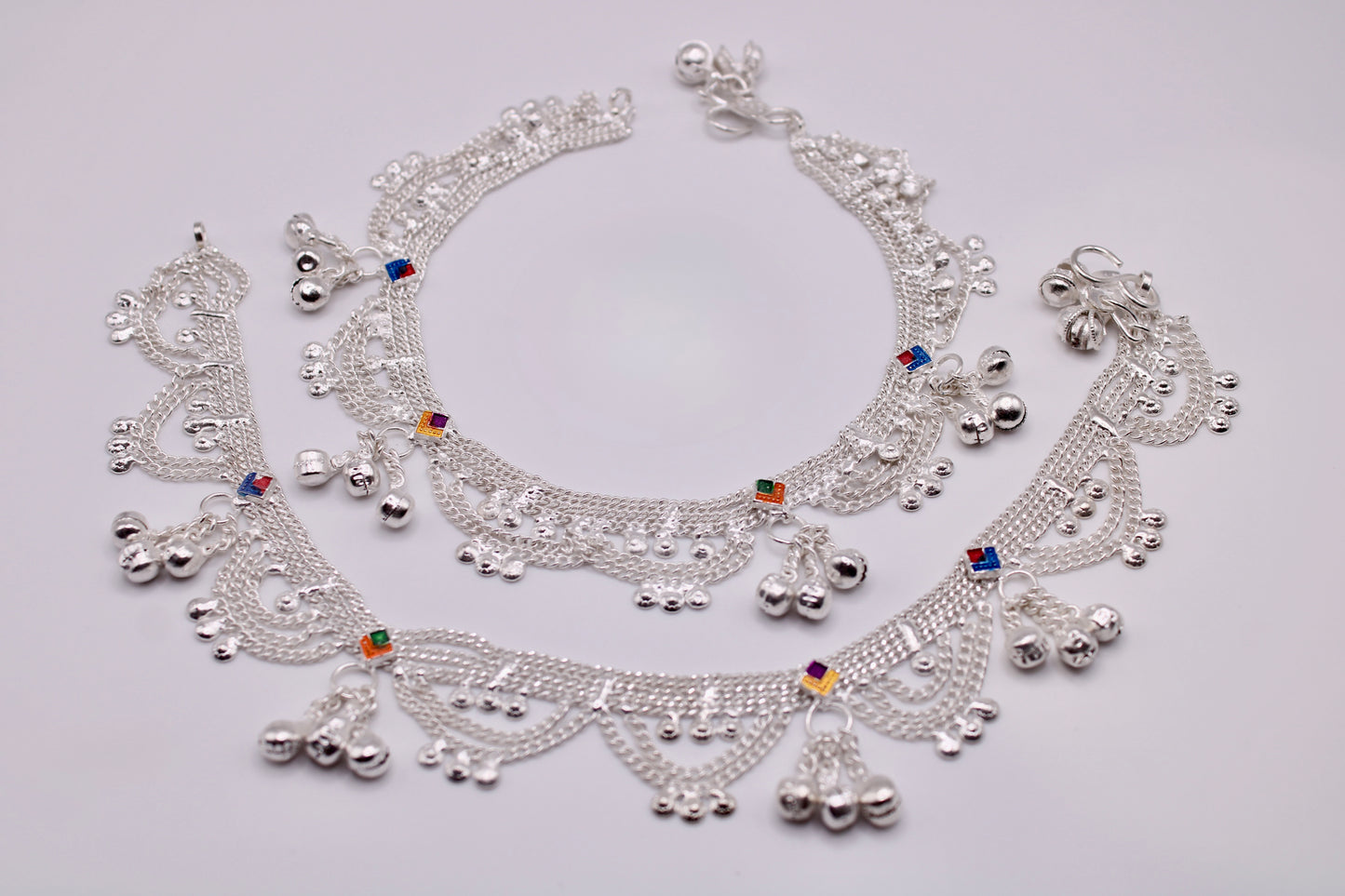 Traditional Indian Layered Anklets - E7062