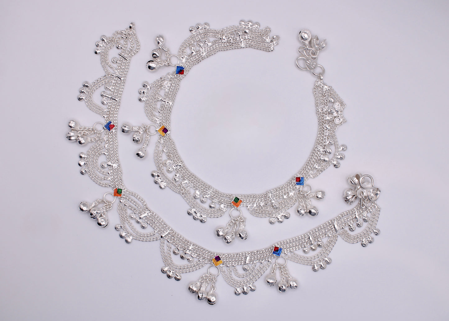Traditional Indian Layered Anklets - E7062