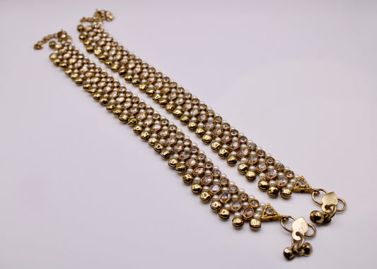 Reverse Cubic Zirconia Ghungroo Anklet - E7051