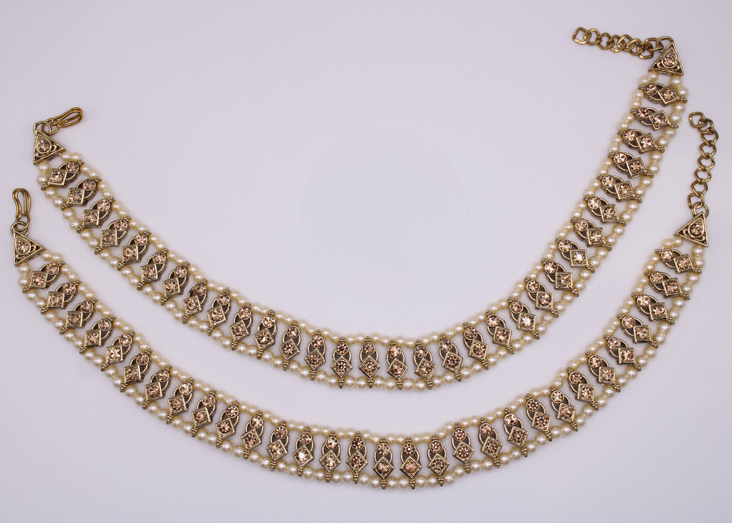 Faux Pearl and Cubic Zirconia Anklet - E7048