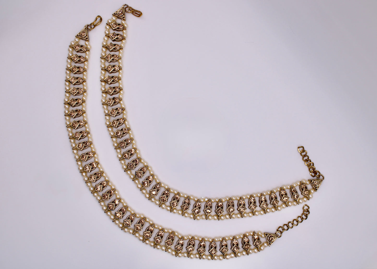 Faux Pearl and Cubic Zirconia Anklet - E7048