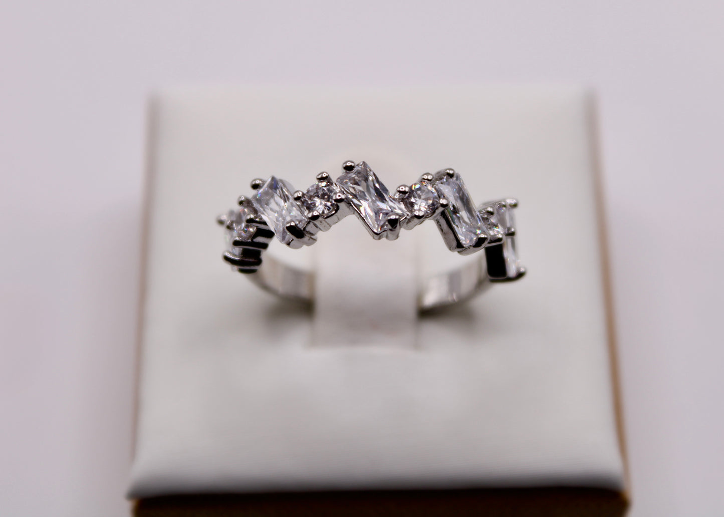 Floral Cubic Zirconia Crossover Ring - E7041