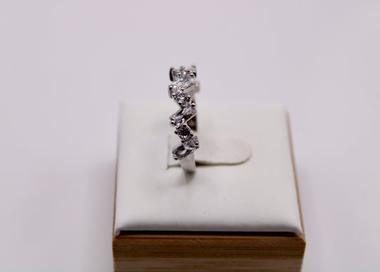 Floral Cubic Zirconia Crossover Ring - E7041