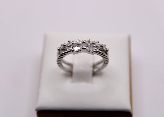Cubic Zirconia Stacked Band Ring - E7036