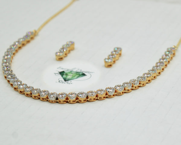 Cubic Zirconia Tennis Necklace Set - E858