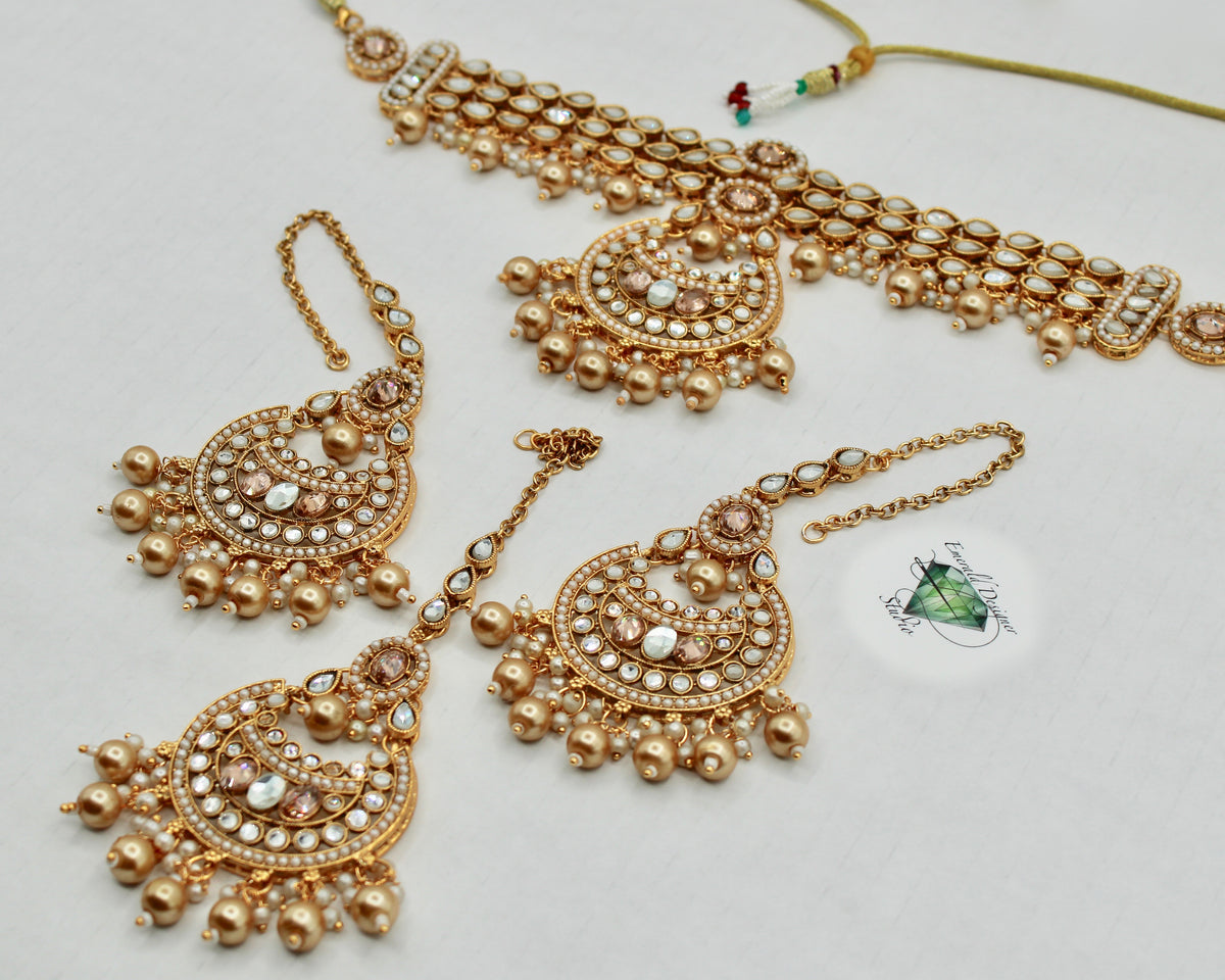 Sheesha Kundan Choker Necklace Set - E1407