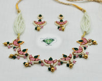 Emerald and Faux Pearl Necklace Set - E2510