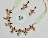 Emerald and Faux Pearl Necklace Set - E2510