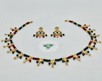 Hyderabadi Gold-Plated Necklace Set With Hydro Beads - E1408