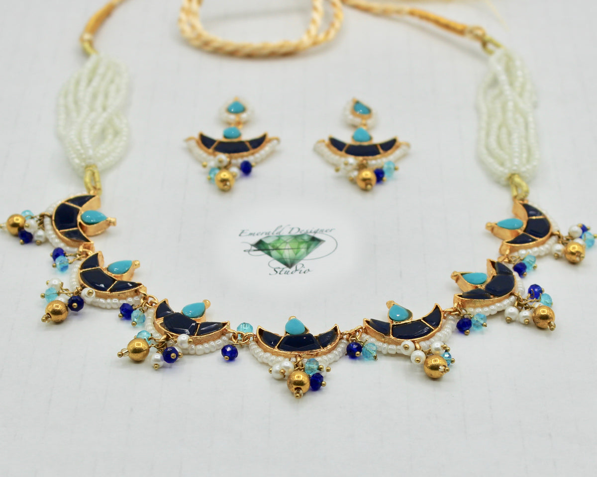 Feroza and Sapphire Necklace Set - E2507