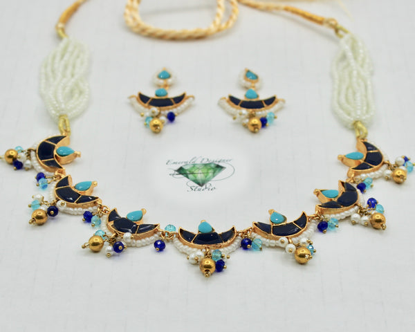 Feroza and Sapphire Necklace Set - E2507