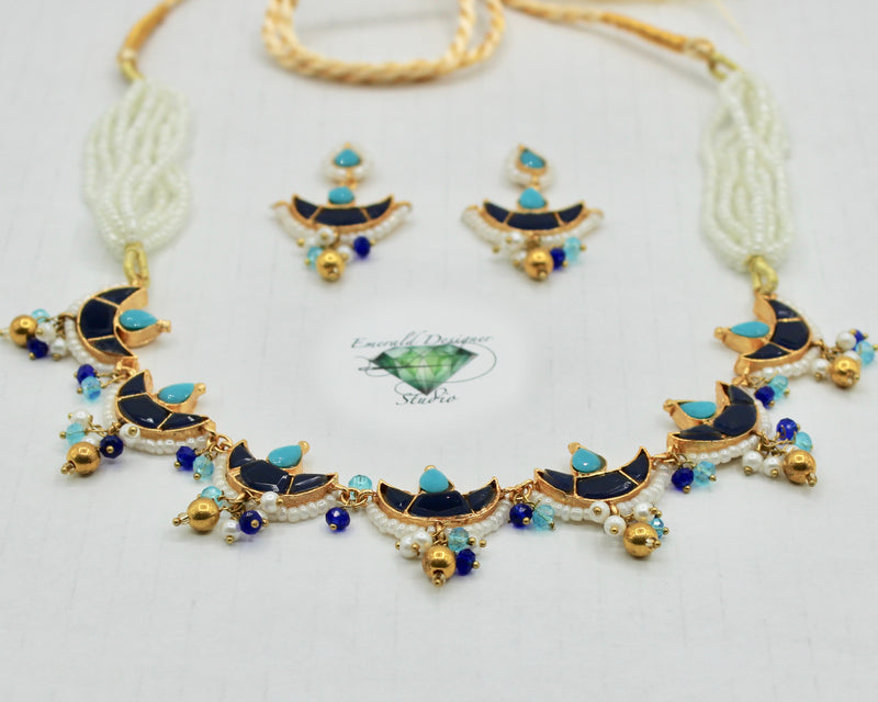 Feroza and Sapphire Necklace Set - E2507