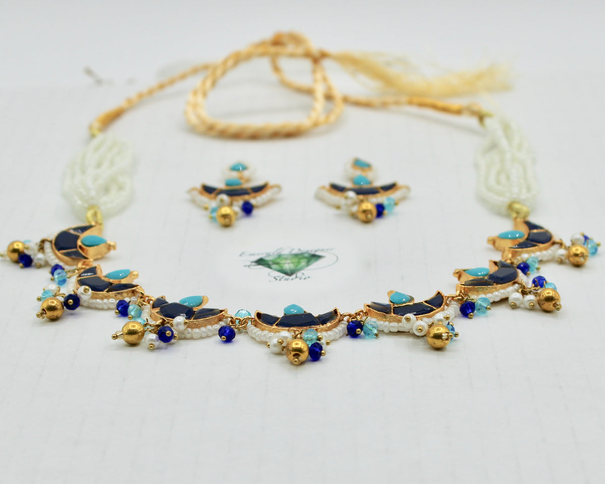 Feroza and Sapphire Necklace Set - E2507