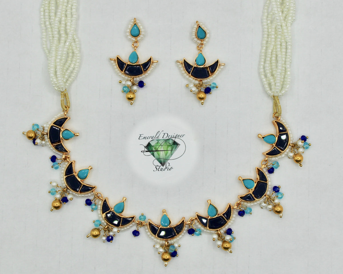 Feroza and Sapphire Necklace Set - E2507