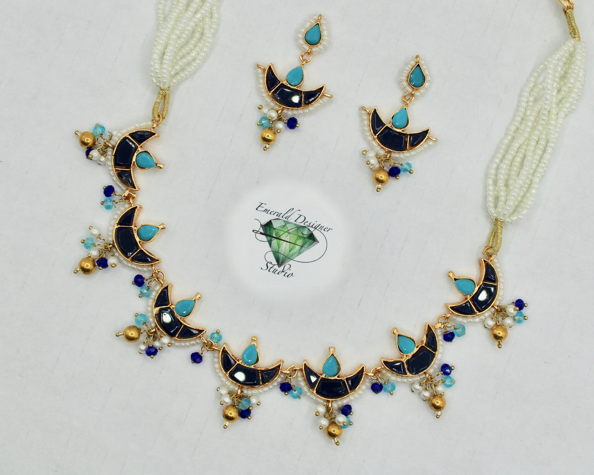 Feroza and Sapphire Necklace Set - E2507