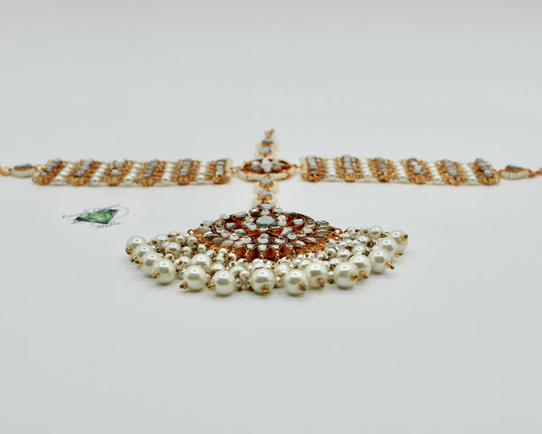 Faux Pearl and Cubic Zirconia Mathha Pati - E1406