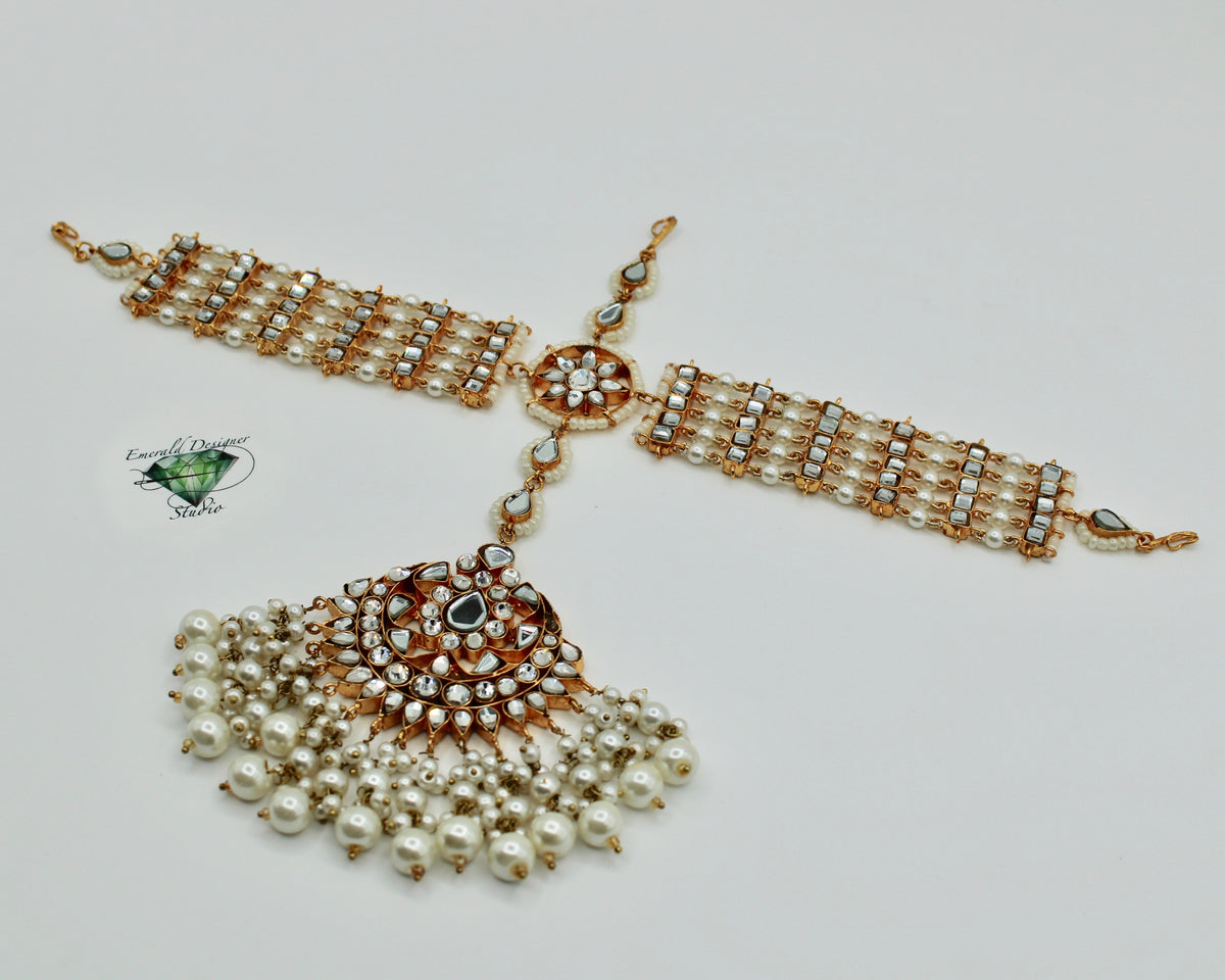 Faux Pearl and Cubic Zirconia Mathha Pati - E1406