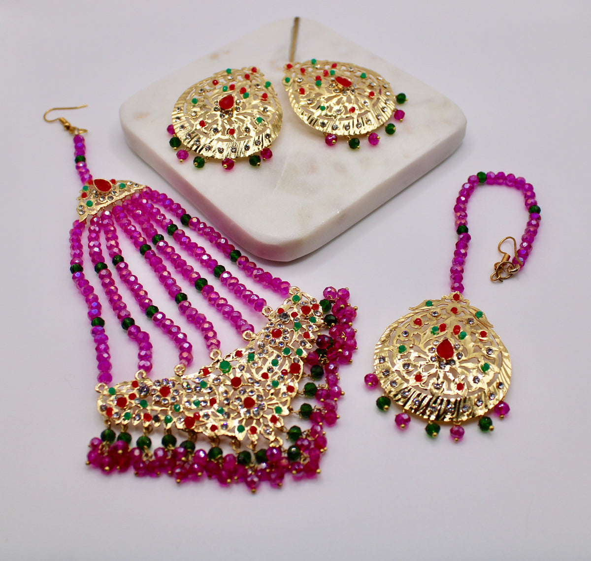 Gold-Plated Jhumer Set With Semi Precious Stones - E1169