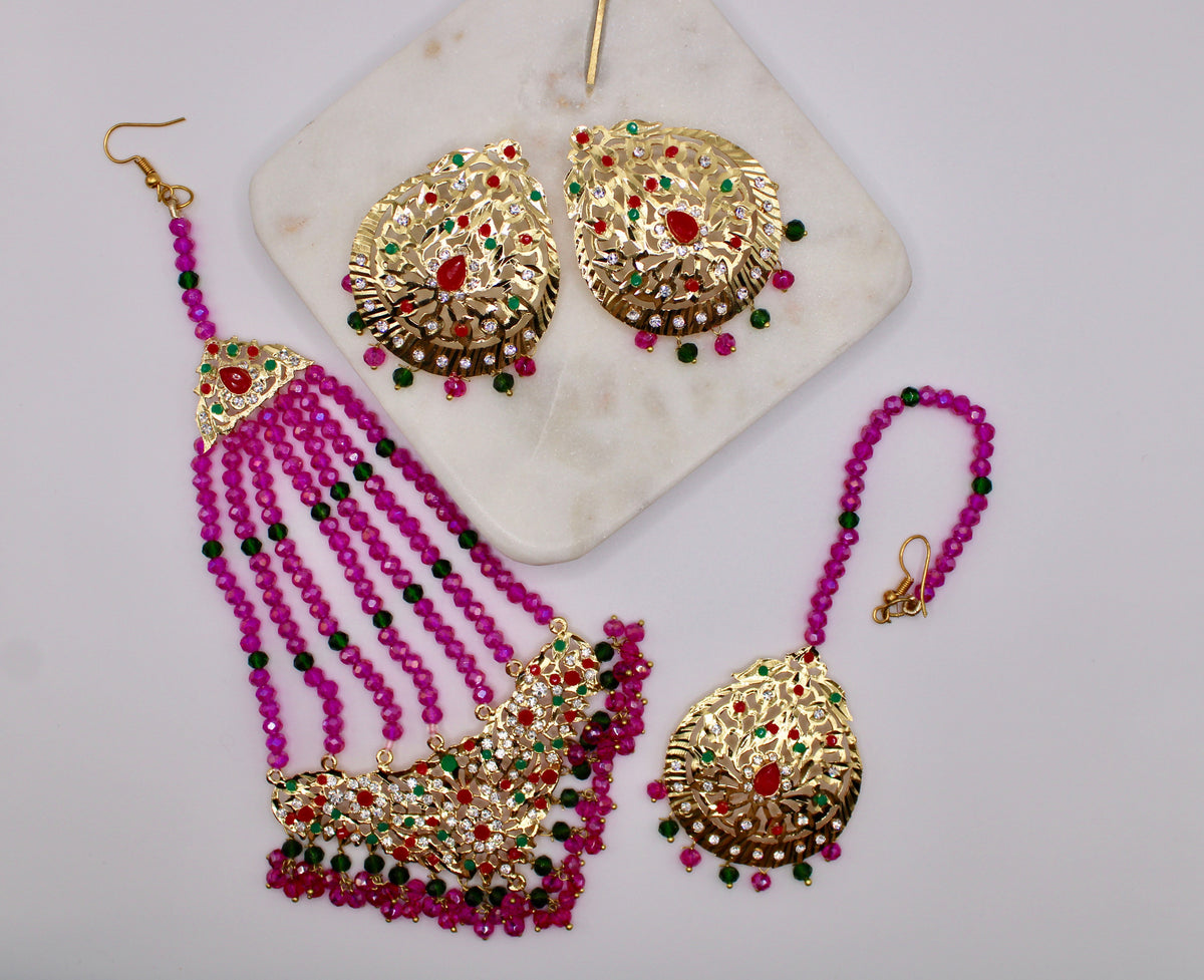 Gold-Plated Jhumer Set With Semi Precious Stones - E1169